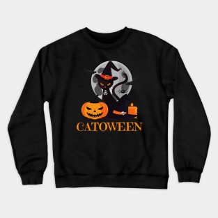 Catoween, cat halloween, happy halloween, cat lovers Crewneck Sweatshirt
